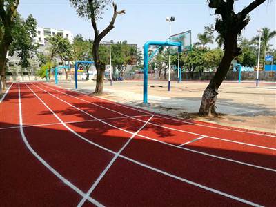 開平市水口第二中學透氣型塑膠跑道2300方
